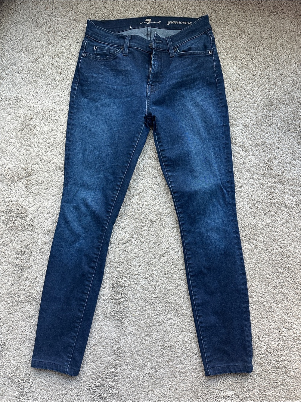 7 For All Mankind Women's Skinny Jeans in Dark Blue